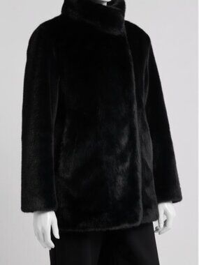 Kobi Halperin Women's Black Jenny Full Zip Long Sleeve Faux-Fur Coat Size L